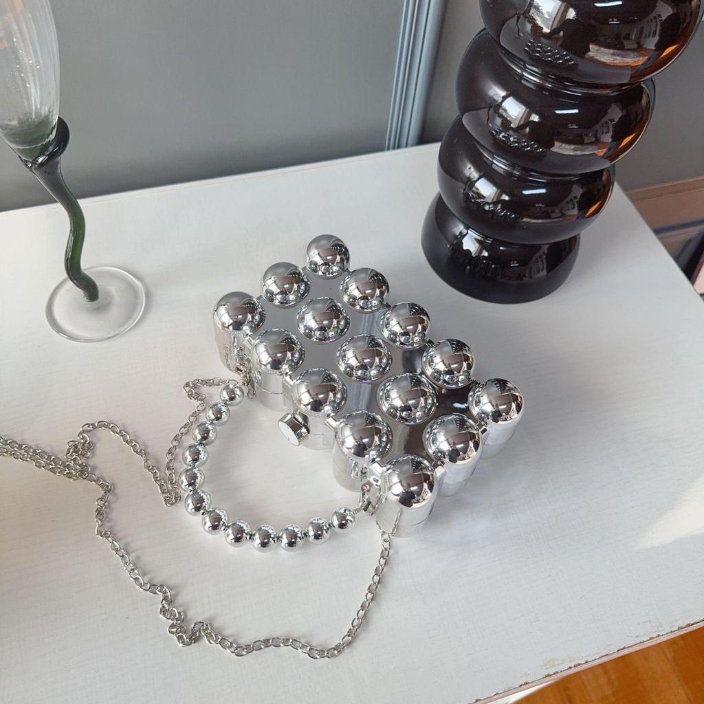 Gold Shiny Acrylic Crossbody Bag - European & American Style Candy Color Handbag