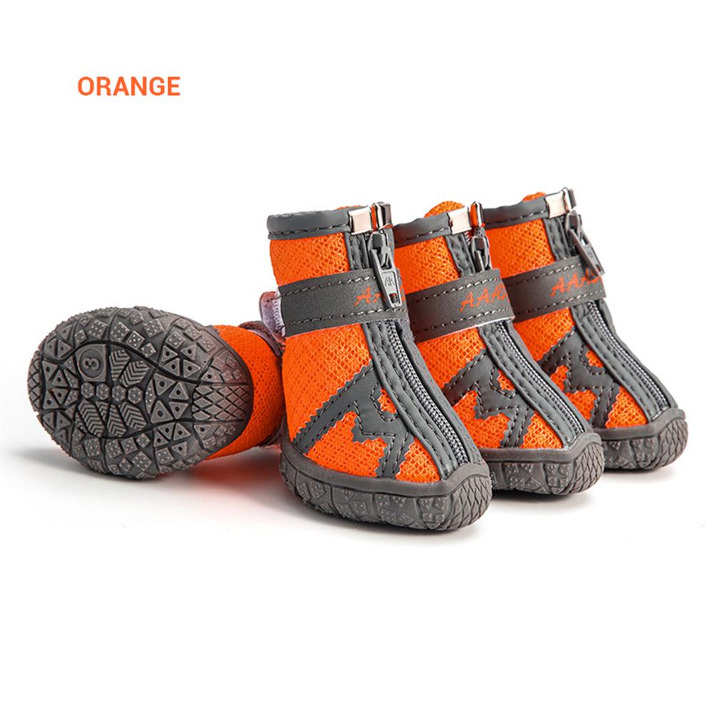 4 Stück Wasserdichte Hundeschuhe Anti-Rutsch Regenstiefel Schuhschutz Atmungsaktiv Reflektierend Stiefelchen Für Kleine Hunde Haustier Welpen Socken (orange,size 1) orange