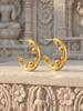 C-Shaped Gold Bead Earrings: European and American Design, Stainless Steel, Thick Gold Plating.