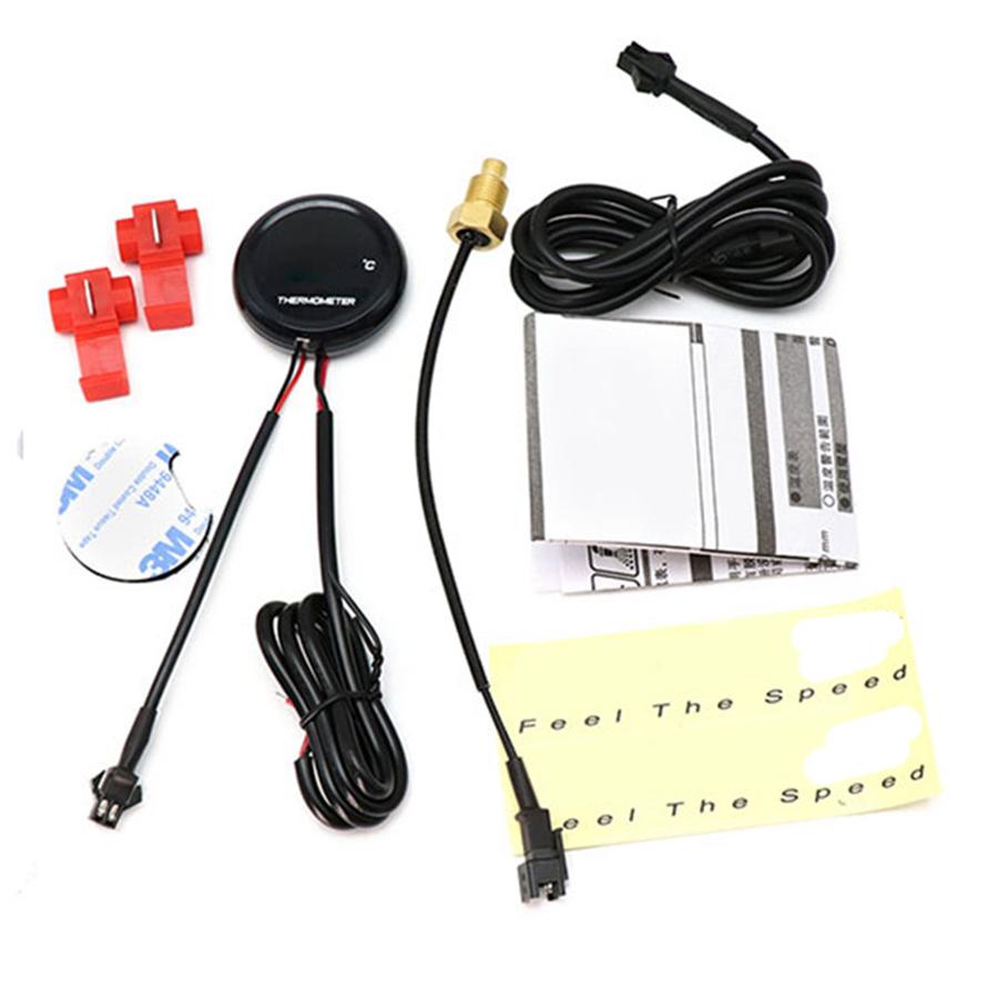 Universal Motorcycle Thermometer Instruments Water Temp Temperature LED Digital Display Gauge Meter With 20mm Temp Temperature Sensor Adapter