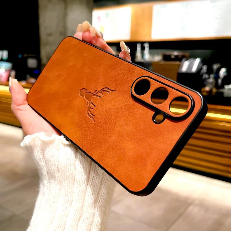 Retro Lederen Hoesje Voor Samsung Galaxy S26 S25 S24 S23 S22 S21 Ultra Plus FE A17 A56 A36 A55 A15 A54 5G A 55 15 S24FE Cover