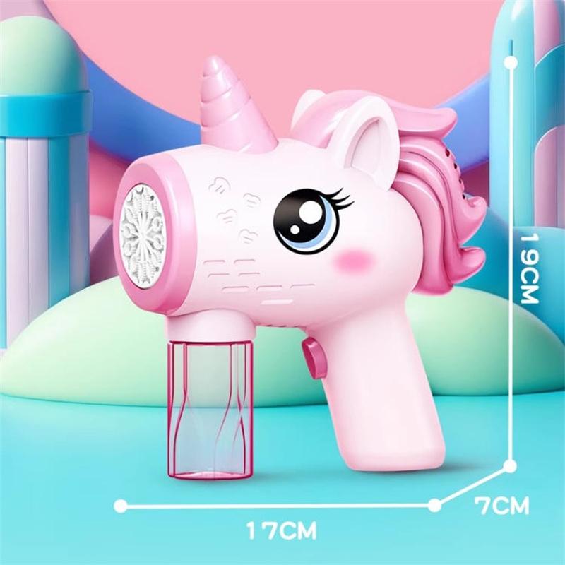 Unicorn Bubble Blower With Bubble Solution, Kids' Electric Automatic Bubble Gun Toy