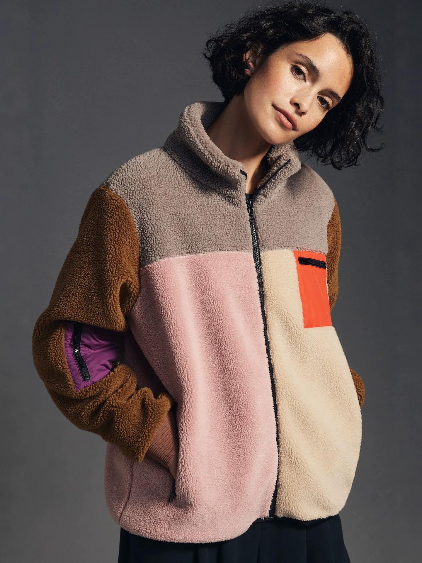 Popular Color Block Splicing Imitation Lamb