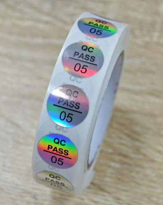 Transparent Self-Adhesive QC Pass Label - Round Laser Quality Inspection Sticker