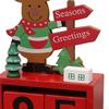 Christmas Calendar Desk Decoration, Calendar,Rustic with Number Blocks Tabletop for Office Living