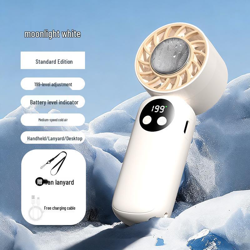 Portable Rechargeable Mini Cooling Fan with Digital Display Gift Box with Charging Cable