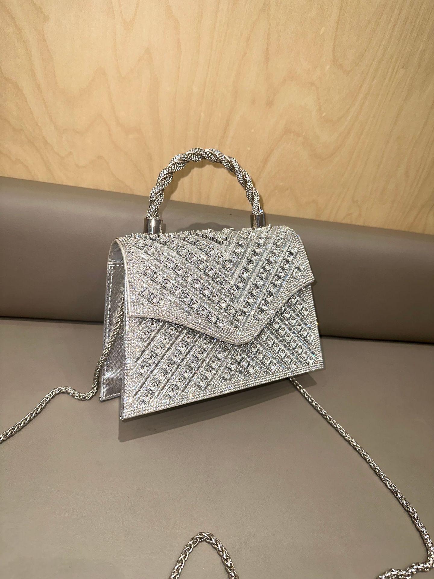 

Niche Design Rhinestone Сумка Модная Роскошная Вечерняя Сумка Для Женщин На Плечо серебряный