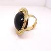Ring Adjustable Inlaid Alloy Natural Ring for Gem Stone Big Oval Dating