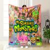 Colorful Cartoon Monsters Design Patterned Flannel Blanket Perfect for the Bedroom Living Room, Sofa, or a Little Nap