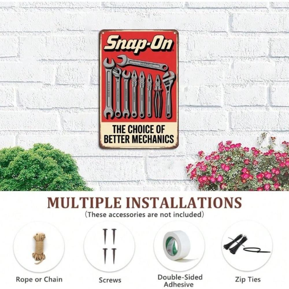 Vintage Metal Sign Snap On Tools 8x12 Inch Garage Wall Decor Retro American Style Bar