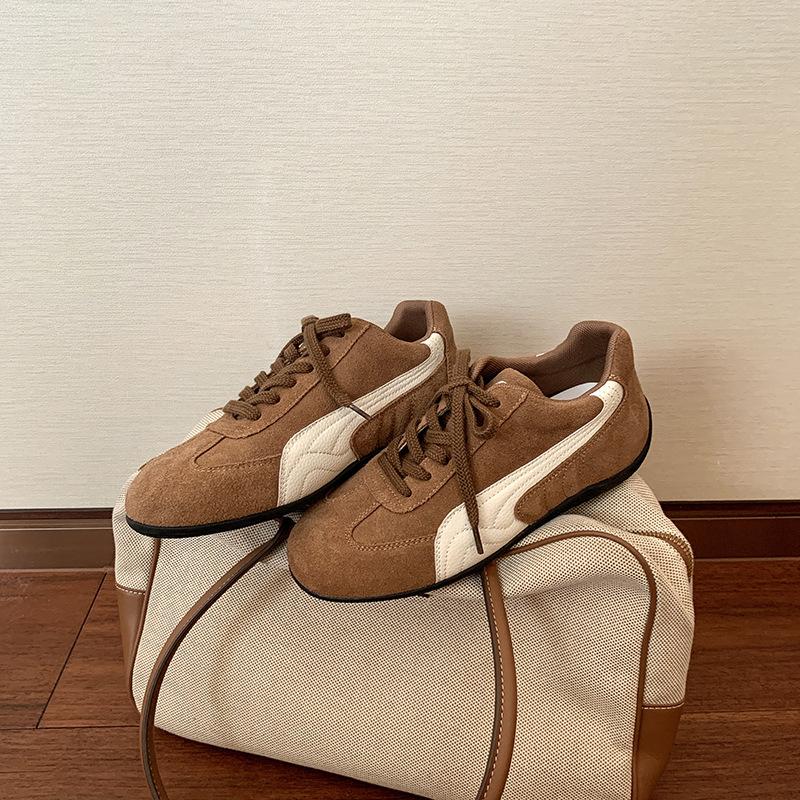 

Cowhide version~ Su Yinyin has the same Korean version of retro lace-up leather low-top casual moral training shoes women s racing sports shoes 35 коричневый