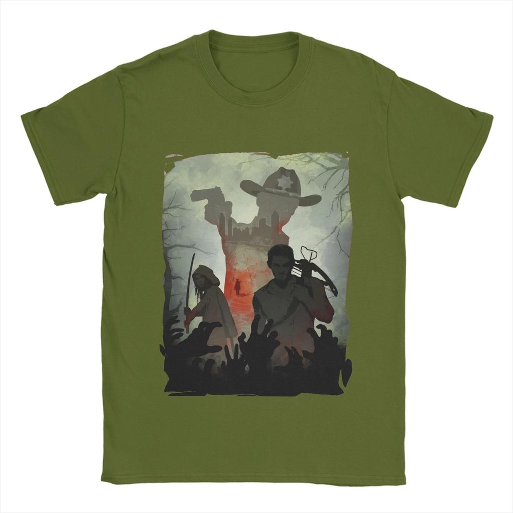 Walking Deads T Shirts Men's  Pure Cotton Novelty T-Shirts Crewneck  Tee Shirt Short Sleeve Clothing 4XL 5XL 6XL