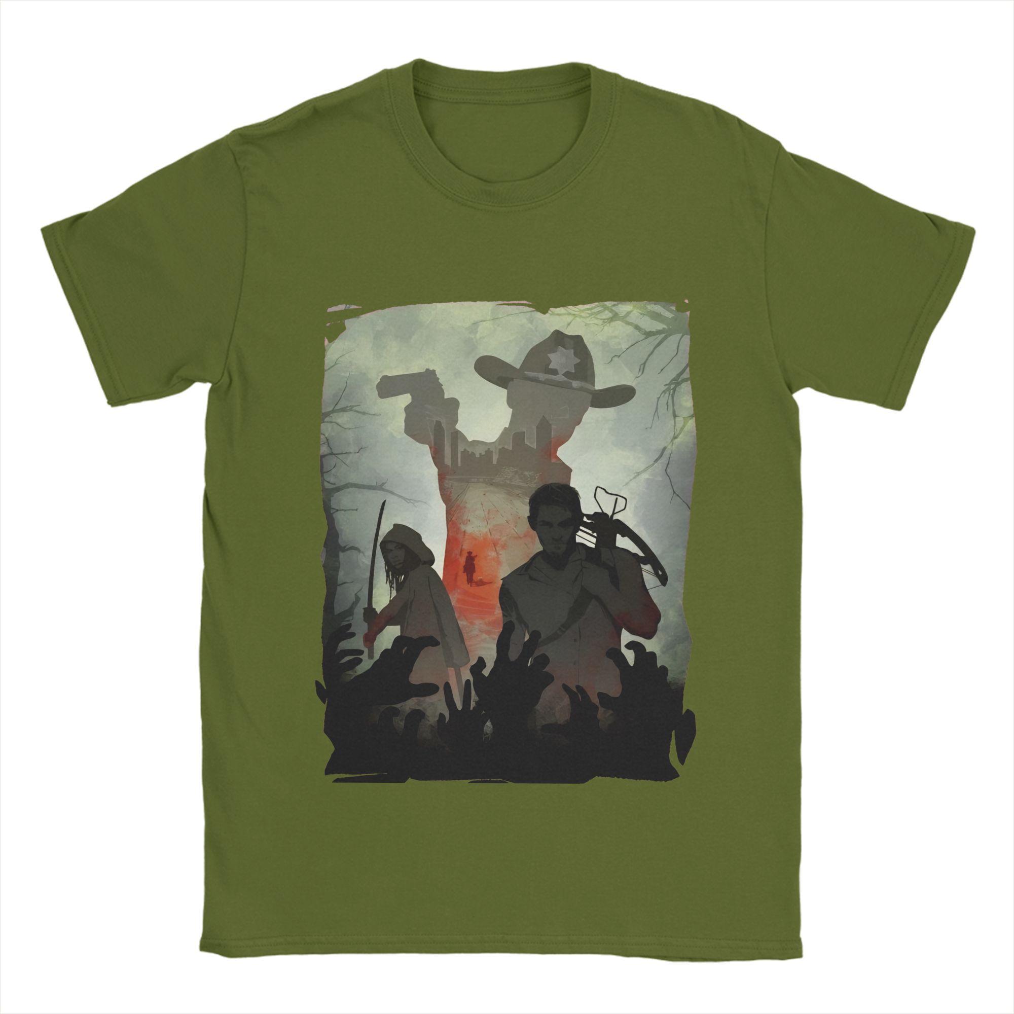 

Walking Deads T Shirts Men s Pure Cotton Novelty T-Shirts Crewneck Tee Shirt Short Sleeve Clothing 4XL 5XL 6XL 4XL