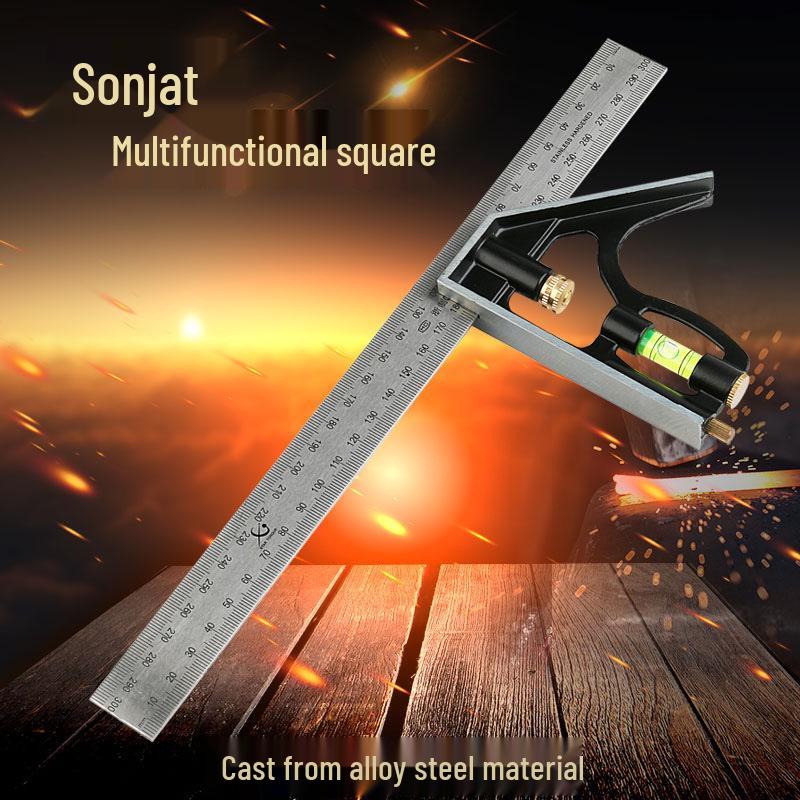 300mm Aluminum & Stainless Steel Multi-Functional Combination Square Set for Woodworking