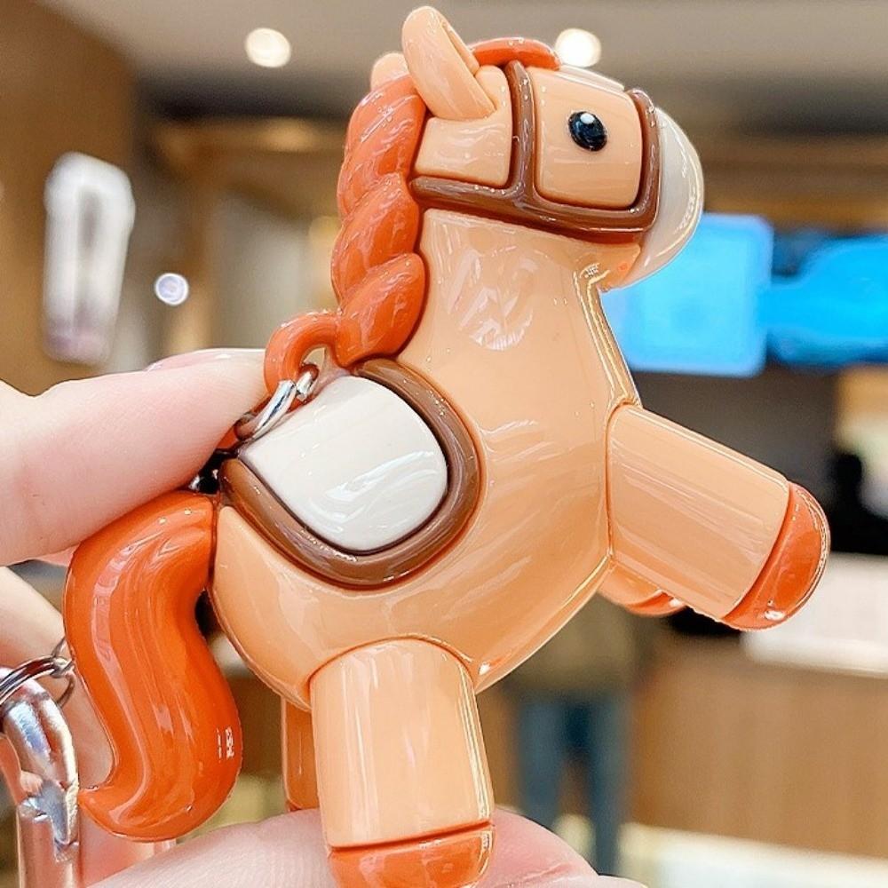 with Ball Plush Pony Keychain Chinese Style New Year Keyring Cute Horse Keychain Year of Charm