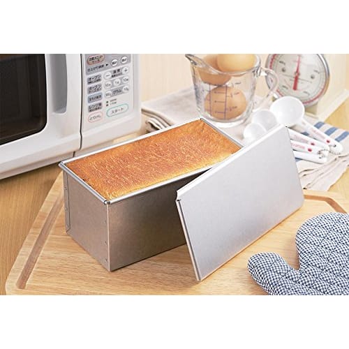 Tiger Crown Silver Bread Pan, 95 x 190 x 95mm, Square Bread Pan, 1 Loaf Capacity, Steel with Aluminum Plated Finish, with Sliding Lid, 2383