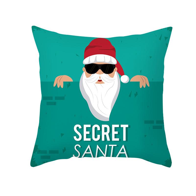 Cartoon Printed Christmas Pillow Case Peach Skin Santa Claus Wish Pillow Home Sofa Cushion