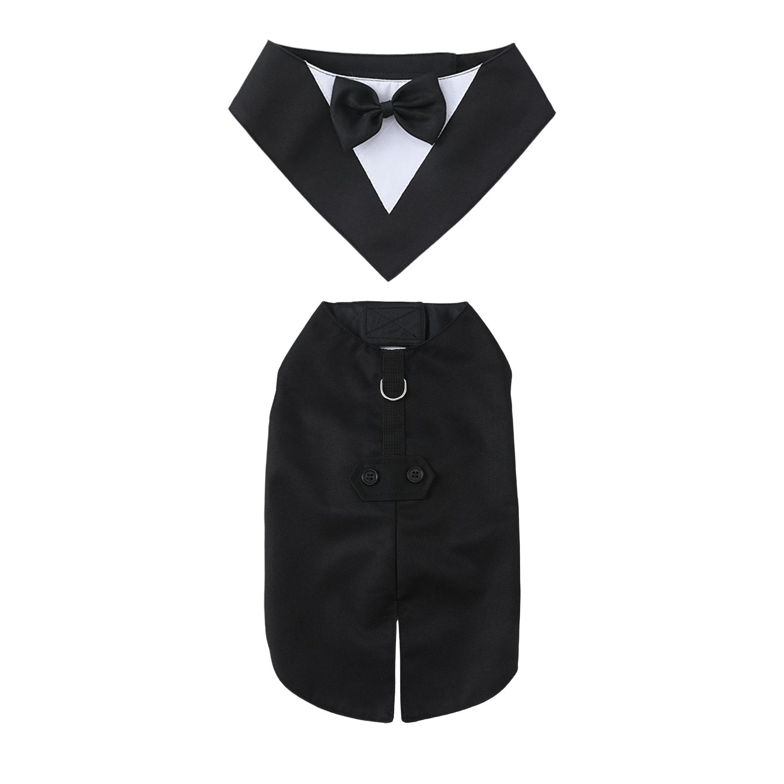 

Personalized Custom Embroidered Name Pet Tuxedo Dog Suit Dress Bib Clothes Suit S чорний
