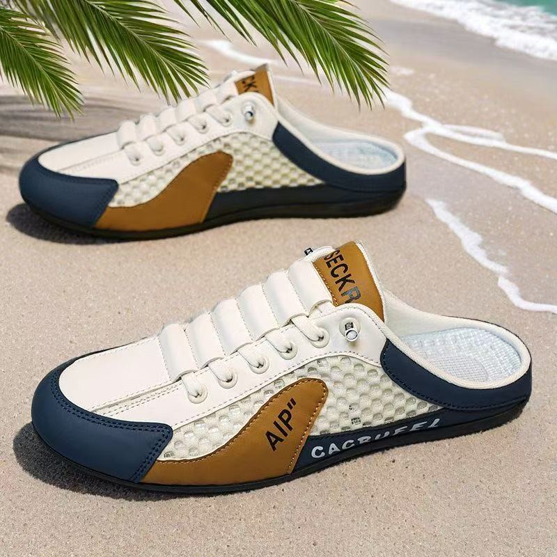 Half-drag Summer New Men's Shoes Soft-soled Sports and Leisure Forrest Gump Board Shoes Men Pedal Slippers Men