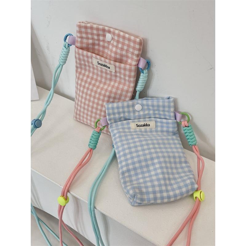 New Grid Phone Bag Miscellaneous Storage Bags Walking Key Card Bag Coin Purse Girls Shoulder Bag Crossbody Bags Phone Pouch