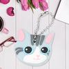 Keychain with Key Cover, Cute Pug Puppy,   Design, Accessory Suitable for Girls, Fashionable Pendant in Light Gray PVC