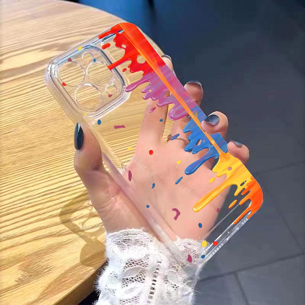 Colorful Paint Splash Art Transparent soft TPU Phone Case for Xiaomi Redmi Note 15 14 13 12 11 10 9 Pro Plus 4G 5G Soft Cover