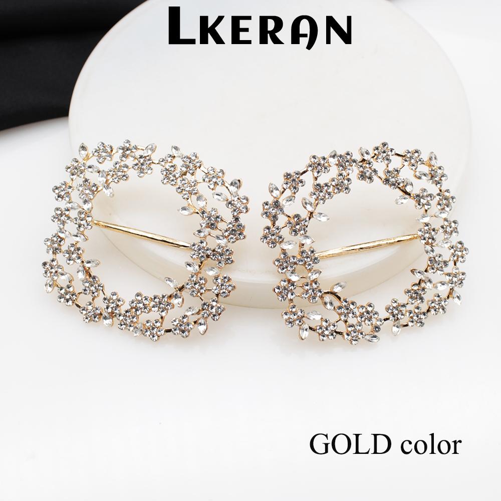 

NEW 2Pcs 50MM Fashion Flower Edge Crystal Buckles 26MM Pole Slider Rhinestone Buckle For Wedding Decoration DIY Hair Accessories золотий