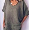 Summer Casual Cotton Linen T-Shirt: Solid Color, Loose Fit, Short Sleeve