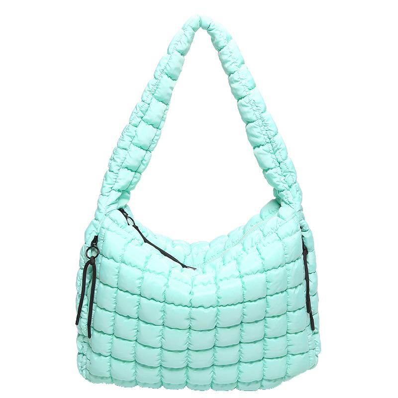 Geplooide Wolk Tas Dames Tas Enkele Schouder Crossbody Dubbelzijdig Trekkoord Grote Capaciteit Donskatoen Kleding Tote Tas