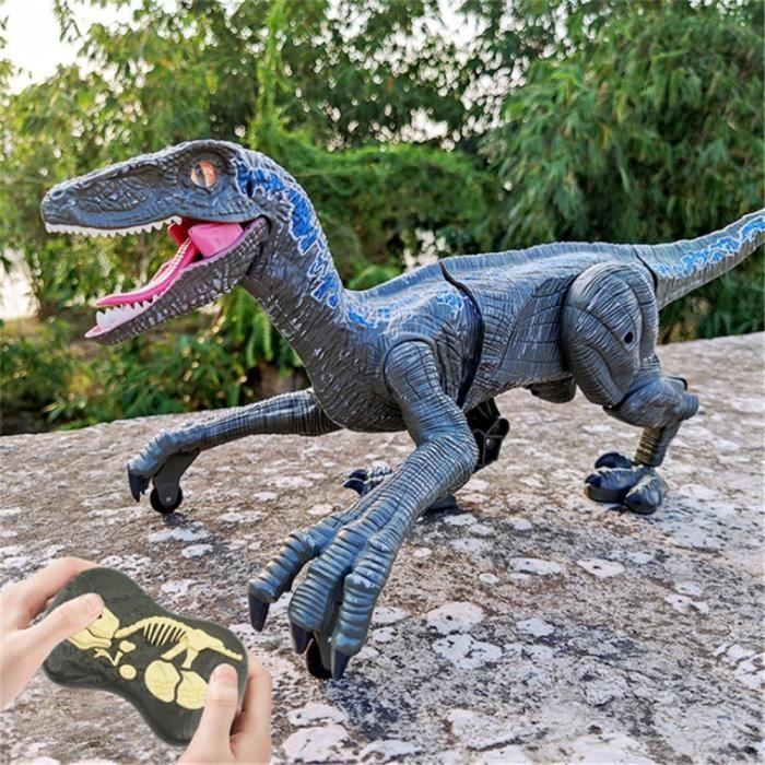 Gris-Télécommande électrique dinosaure Raptor Velociraptor jouets lumière de marche modèle Animal