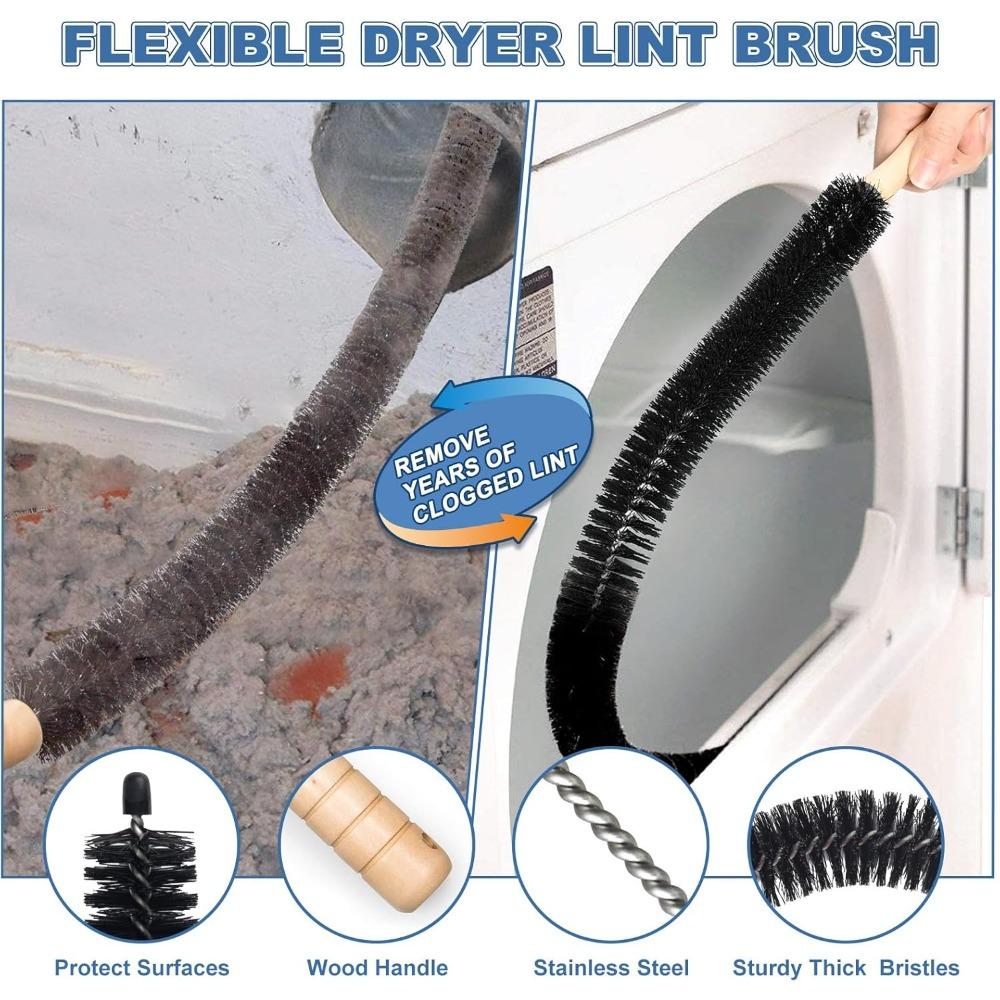 2 Pieces Dryer Vent Cleaner Kit Compatible with Most Vacuum Cleaner, Dryer Lint Brush and Vacuum Hose Attachment with Universal Connector