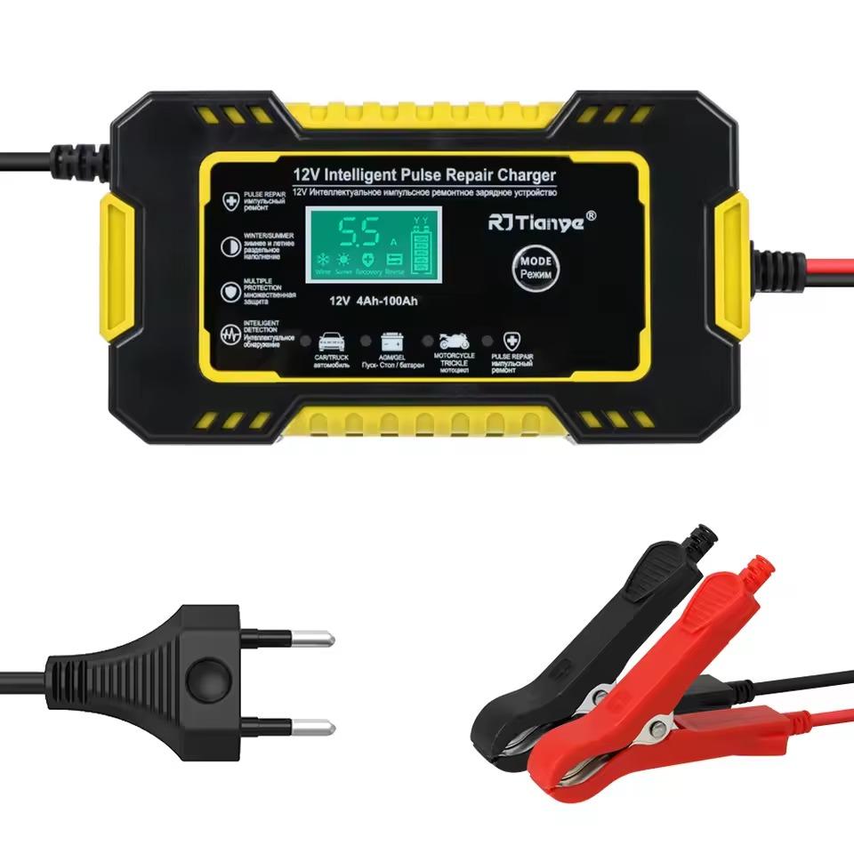 12V 6A Full Automatic Car Battery Charger Digital Display Battery Charger Power Puls Repair Chargers Wet Dry Lead Acid