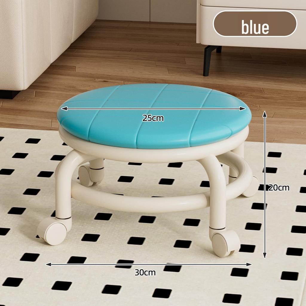 Compact Silent Rolling Stool with Lumbar Support and Soft Cushion