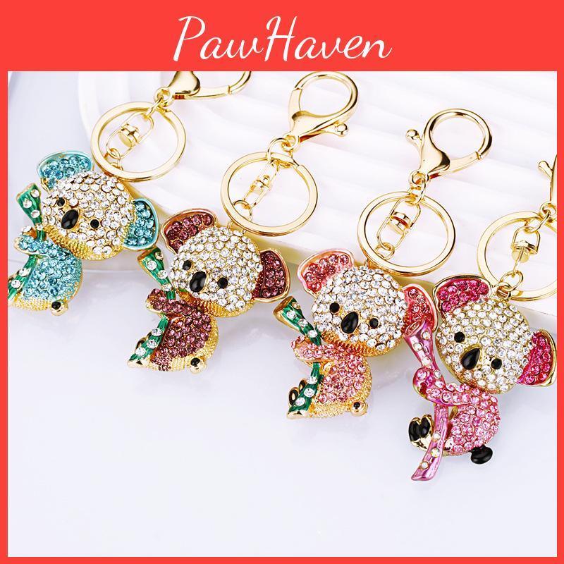 Cute Koala Bear Metal Keychain Ring Women Bag Pendant Wholesale Gift Pink Blue Purple