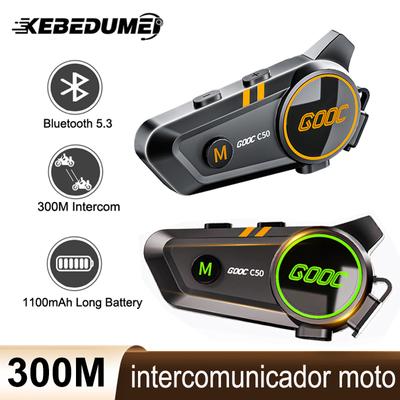 1/2x Bluetooth Motorcycle Intercom Helmet Headset BT5.3 Wireless Interphone Waterproof 300m Intercomunicador Speaker Earphone