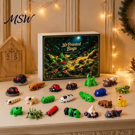 Educational Insect Toys 2026 Christmas Advent Calendar, 24 Days 3D Printed Fidget Toy Countdown Cute Animal Action Figures Pcs Mini Articulated