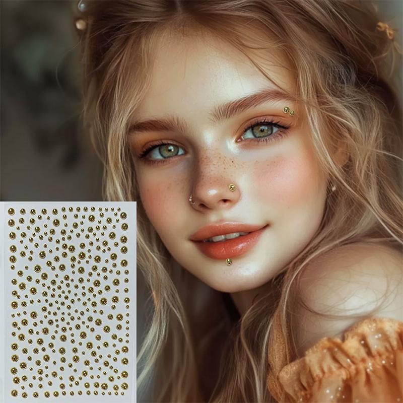 1Sheet Gold/Silver Non Piercing Lip Nails Sticker Self Adhesive Waterproof Fake Lip Nail Eyebrow Nose Nail Belly Button Jewelry