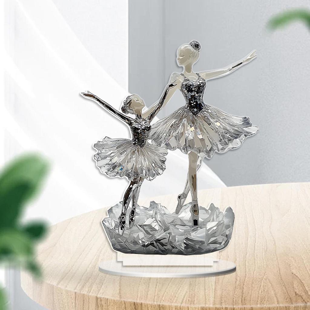 2D Doppel-Ballerinas Dekoration Acryl Dekor Kunsthandwerk Balletttänzerin Schild Desktop Ornament für