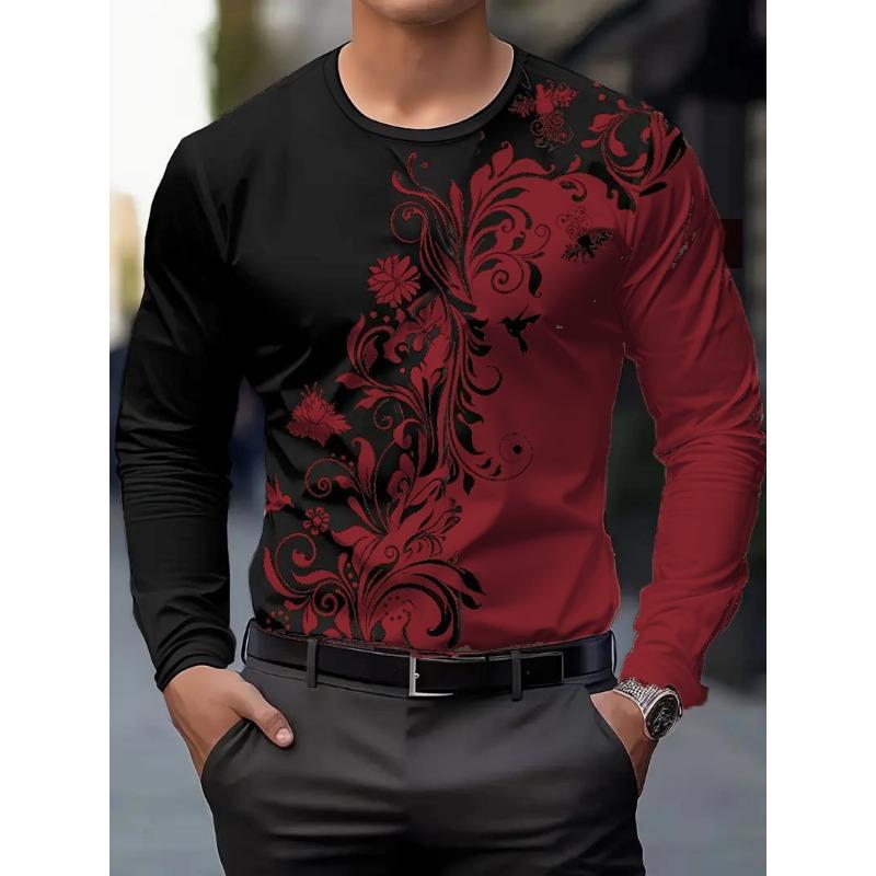 Schädel Blumenmuster Mode Bedruckte T-Shirts Herbst Herren- und Damenbekleidung O-Ausschnitt Langarm T-Shirts Top Herren Outdoor Pullover