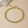 Womens Layered Gold Plated Copper Green Beaded Anklet Minimalist Beach Foot Jewelry