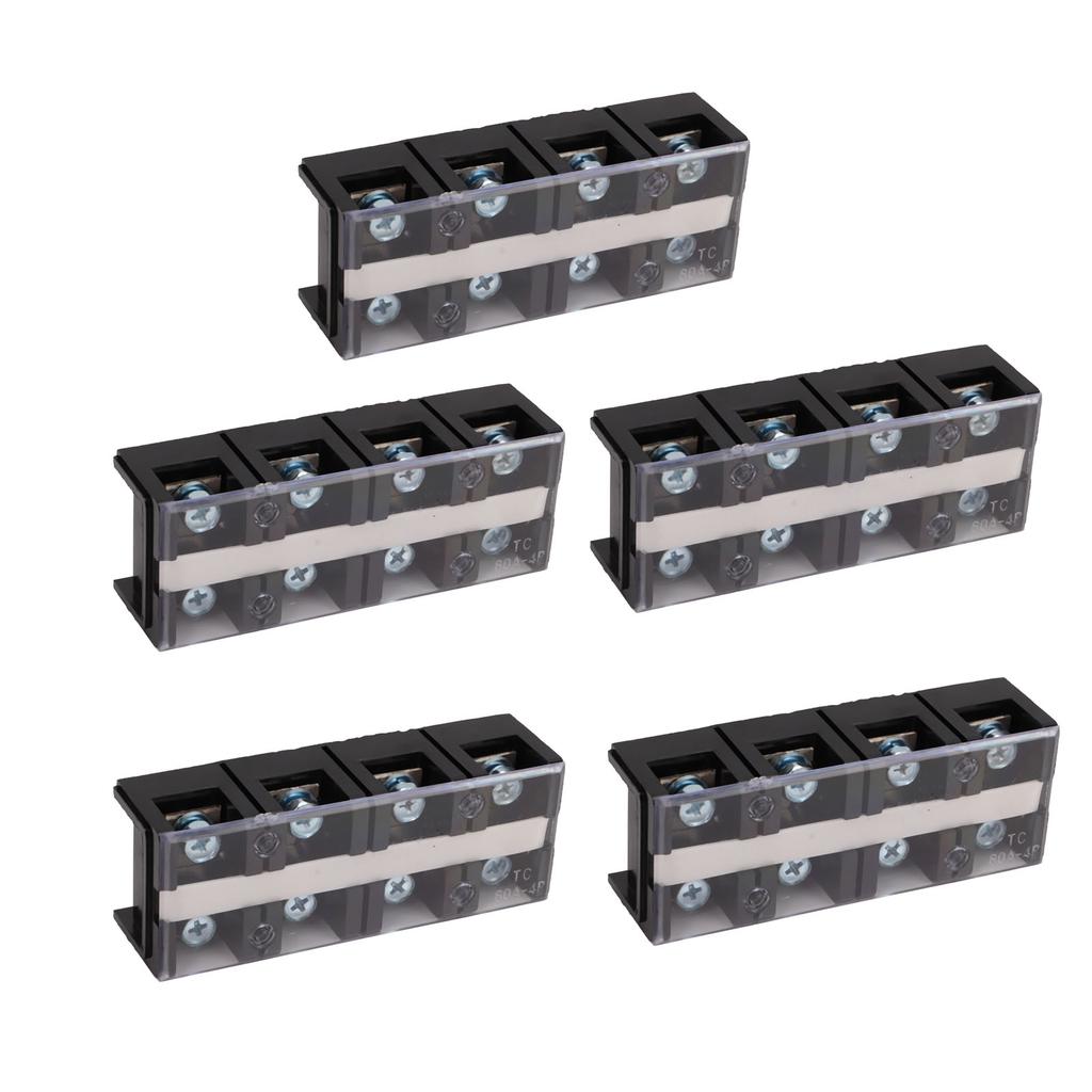 5Pcs Screw Terminal Strip Blocks 60A 4 Positions Copper Plastic 60A Terminal Block for Electrical