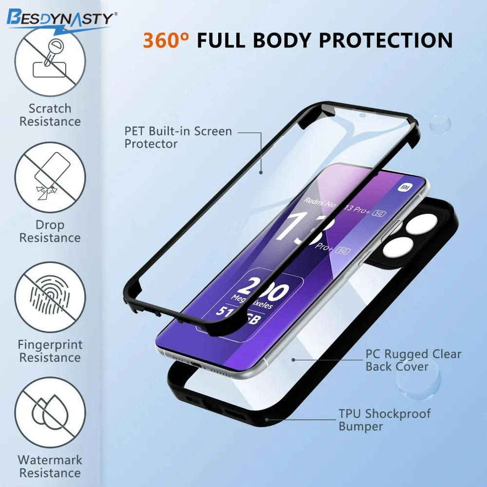 360 Full Body Screen Protector Phone Cases For Xiaomi Redmi Note 15 14 13 12 Pro Plus 5G Case For Redmi 13 5G A5 4G Global Cover