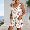 Plus Size Sleeveless Tank Romper With Patch Pockets