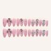 Pink Pointed Head False Nail with Rhinestone Chip-Proof Smudge-Proof Fake Nails for Daily and Parties Wearing