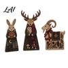 Rustic Christmas Table Decor Wooden Tabletop Decor Reindeer Animal Figurines Farmhouse Style Holiday Window Display Ornaments Tiered Tray Ornaments,