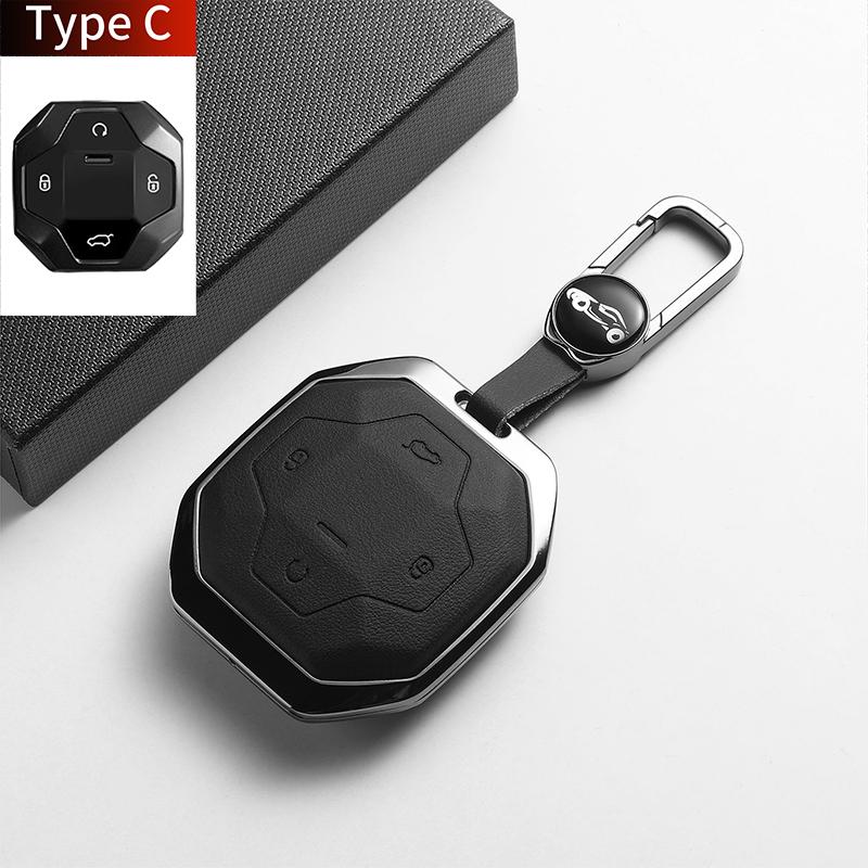 For Chery Jetour Traveller 2023 2024 Jetour T2 T1 Freedom Leather Metal Car Key Case Cover Fob Key Shell Decorative Accessories