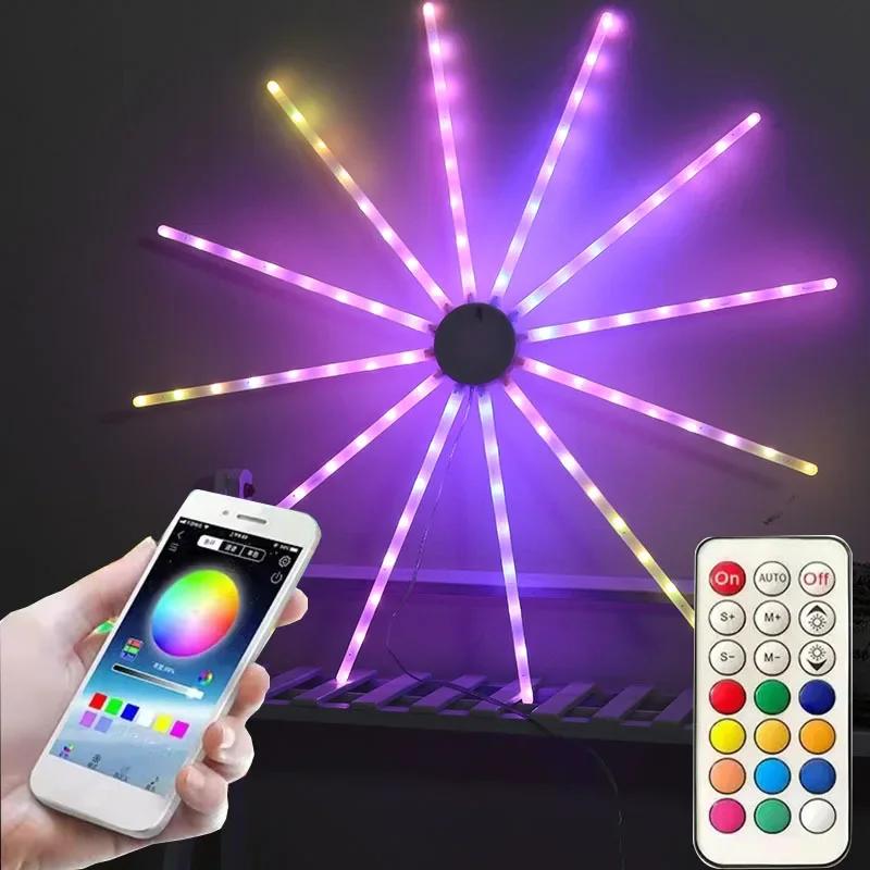 LED Fireworks Light LED Garland RGB Neon String Light Bluetooth APP Control Music Sync Bedroom Wedding Christmas Decor