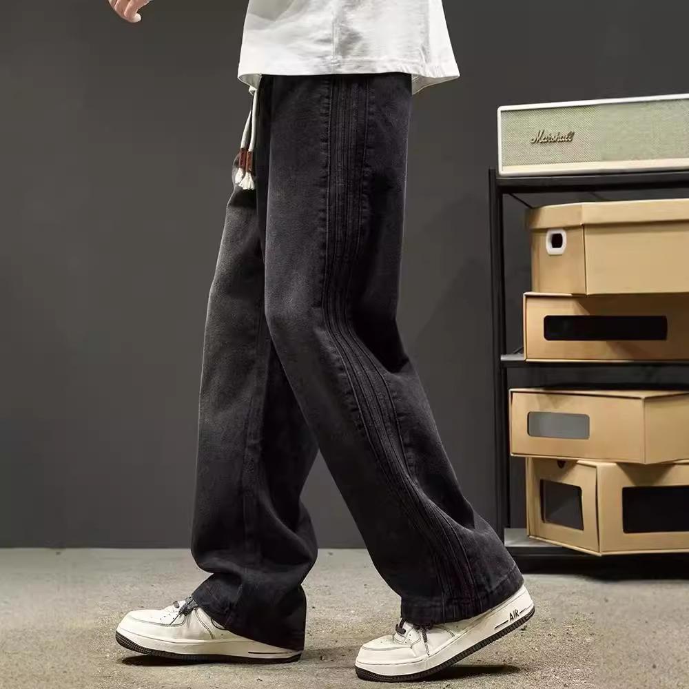 Deep inventory explosion autumn and winter new jeans loose straight versatile washed denim trousers men