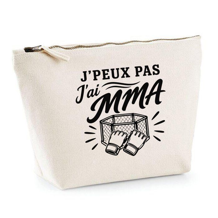 Trousse de toilette - PLANETEE - J’peux pas j’ai MMA (minimaliste) - 100% coton - 3 L - Zip métal