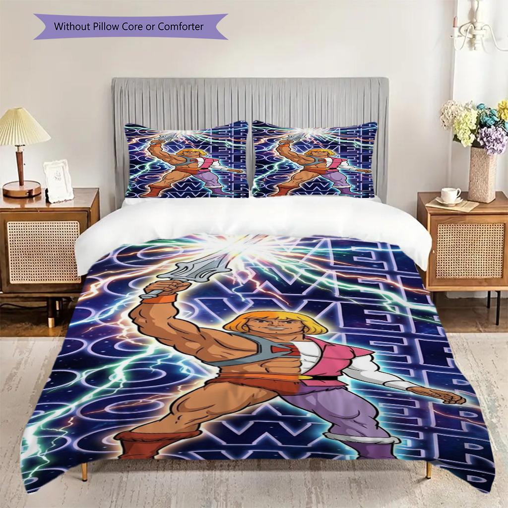 Heman Masters Universe Threepiece Set 1 Duvet Cover 2 Pillowcase Without Core Bedding Set Christmas Birthday Gift Soft And Comfortable